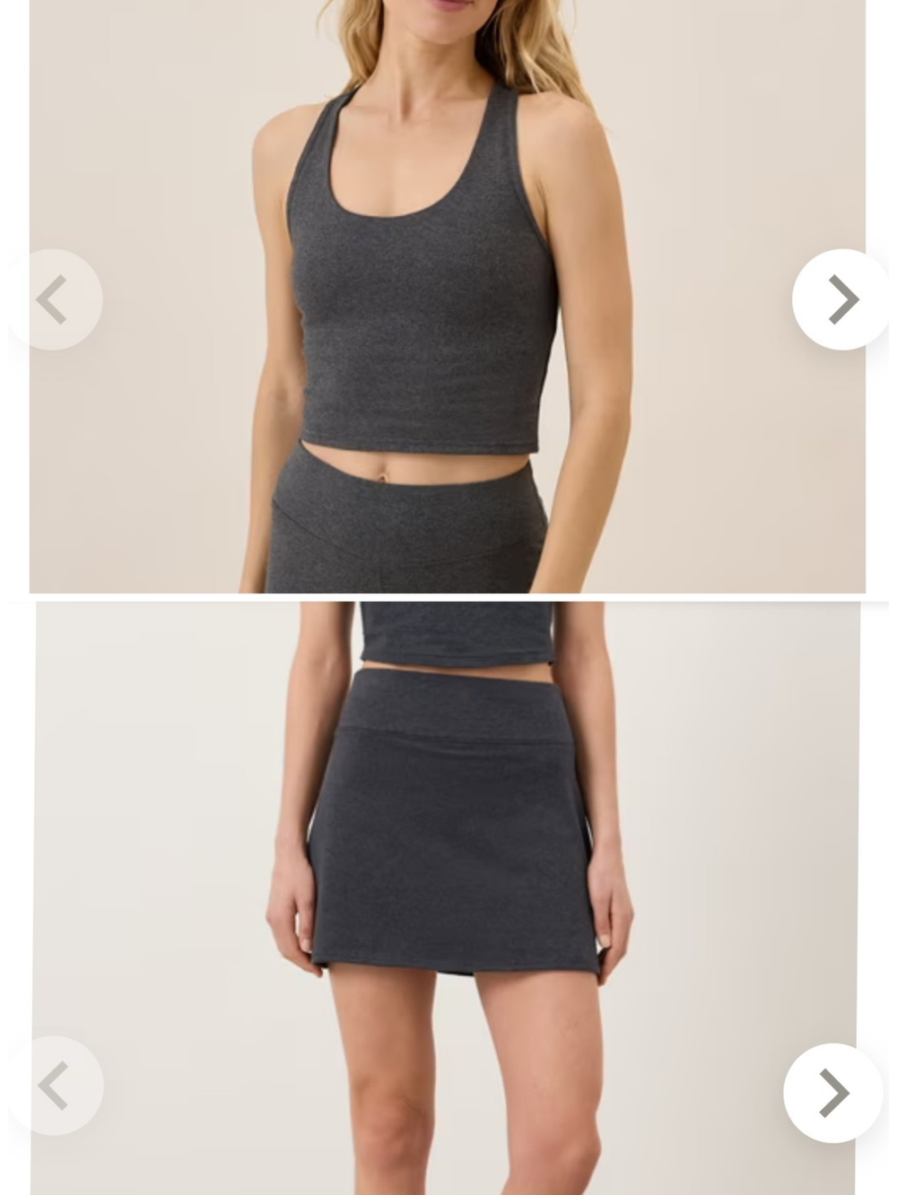 NWT Pact Organic Cotton On-the-Go-To Skort & Crop Tank Set Charcoal Heather XL